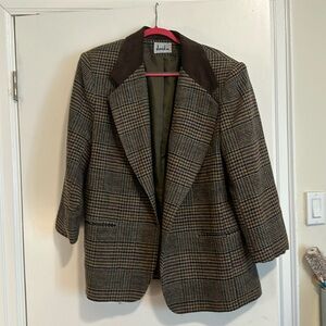 Vintage Plaid Tweed Oversized Jacket